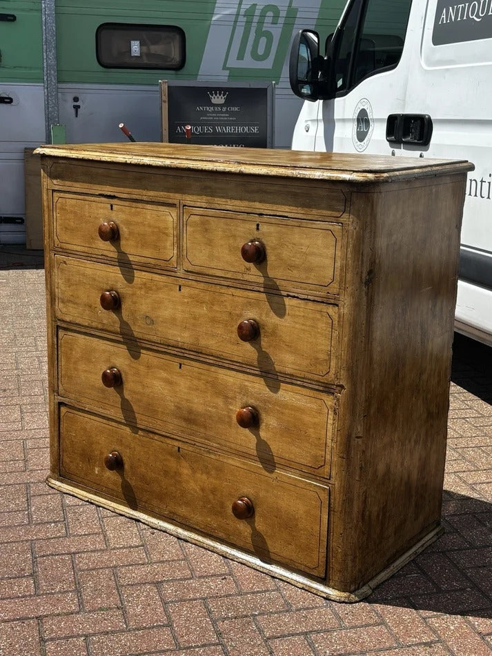 Vintage Victorian Chest Of Drawers With Original Painted Finish, Very Impressive.