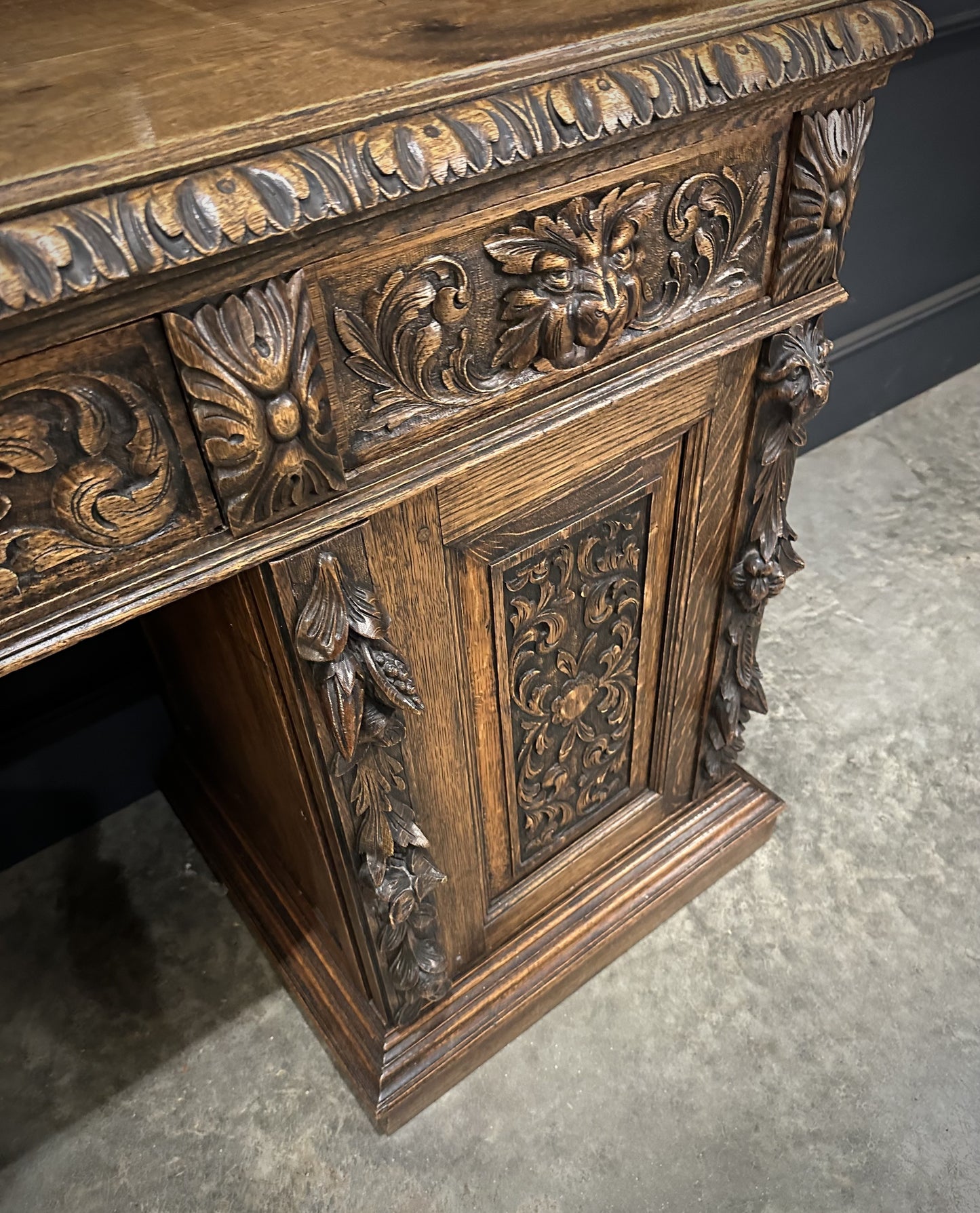Carved Antique Oak Sideboard