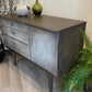 Mid Century Sideboard Hand Painted. Faux Concrete Cabinet, Upcycled Media Console