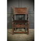 Pair Of Oak And Leather Antique Armchairs