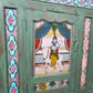 Green Vintage Indian Colonial Solid Wooden Glazed Sideboard Drinks Cabinet