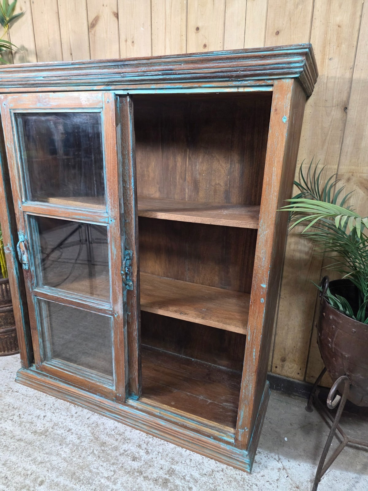 Vintage Reclaimed Indian Freestanding Kitchen Bathroom Drinks Display Cabinet