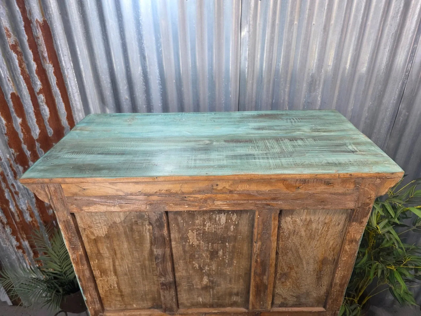 Vintage Reclaimed Indian Free Standing Solid Wooden House Keepers Linen Cupboard
