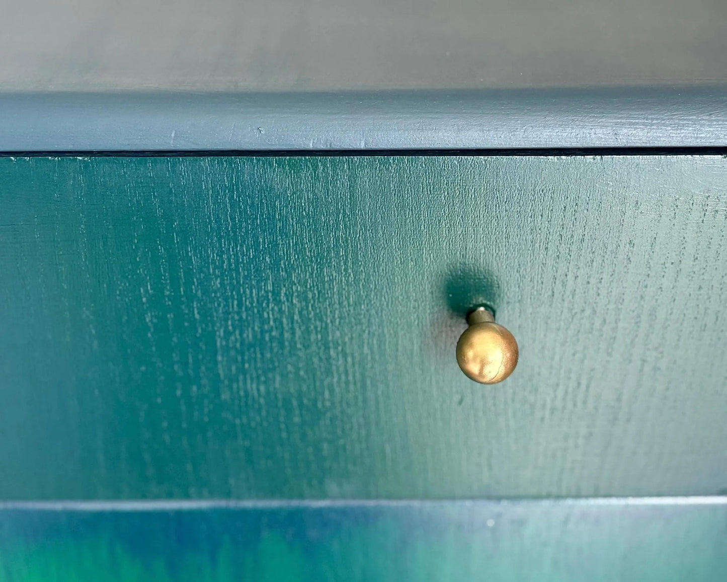 Green Blue & Teal Lebus Chest of Drawers. Vintage Upcycled Mid-Century Furniture