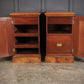 Large Pair Of Vintage Figured Walnut Pedestal Cabinets