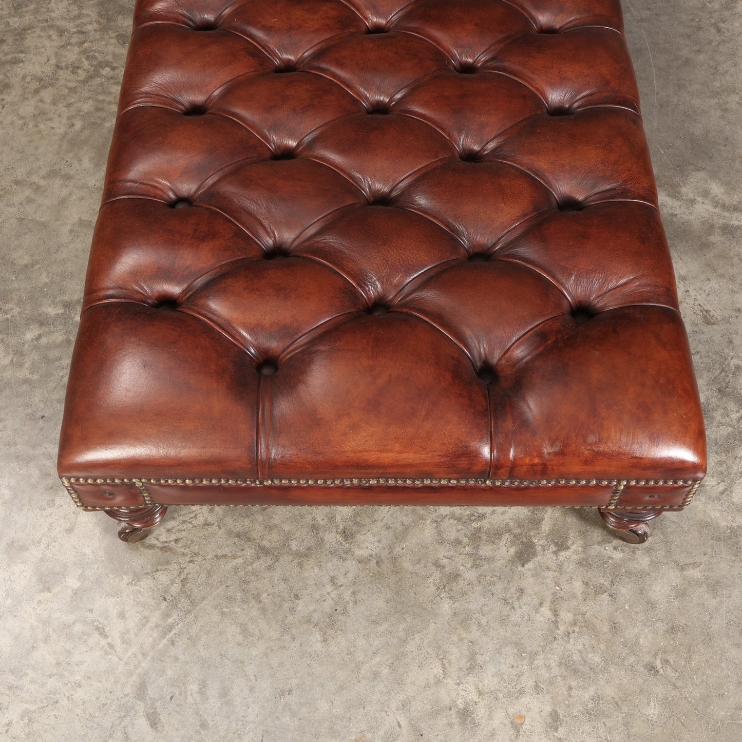 Vintage Victorian Buttoned Leather Footstool