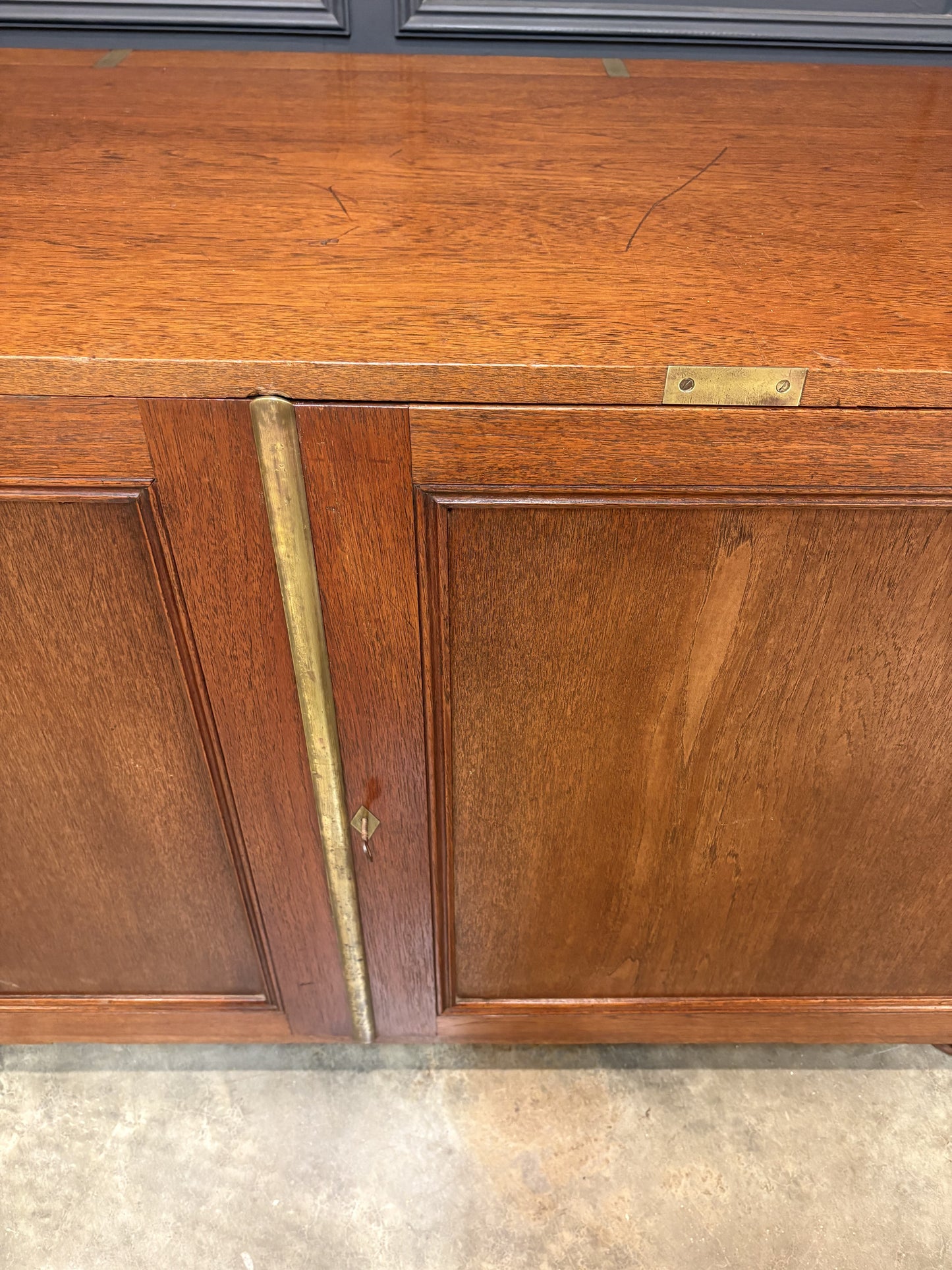 Rare Teak Military Campaign Side Cabinet
