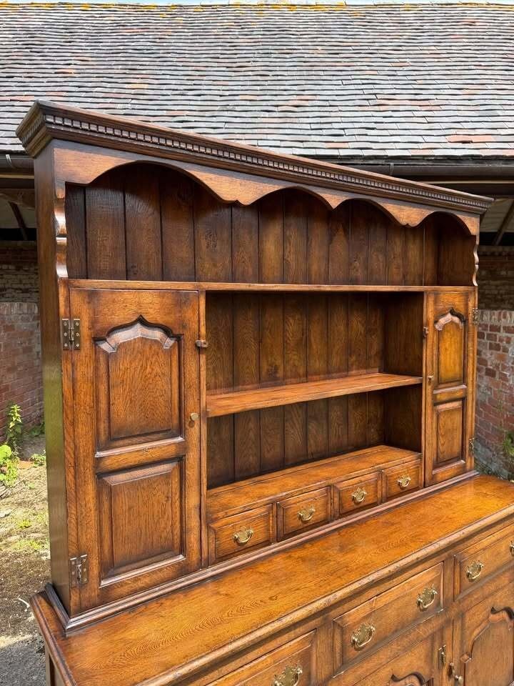Large Antique Style Solid Oak Hand Made English Country Farmhouse Dresser