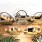 Vintage Indian Rustic Wabi Sabi Hand Carved Teak Wooden Oil Lantern Container