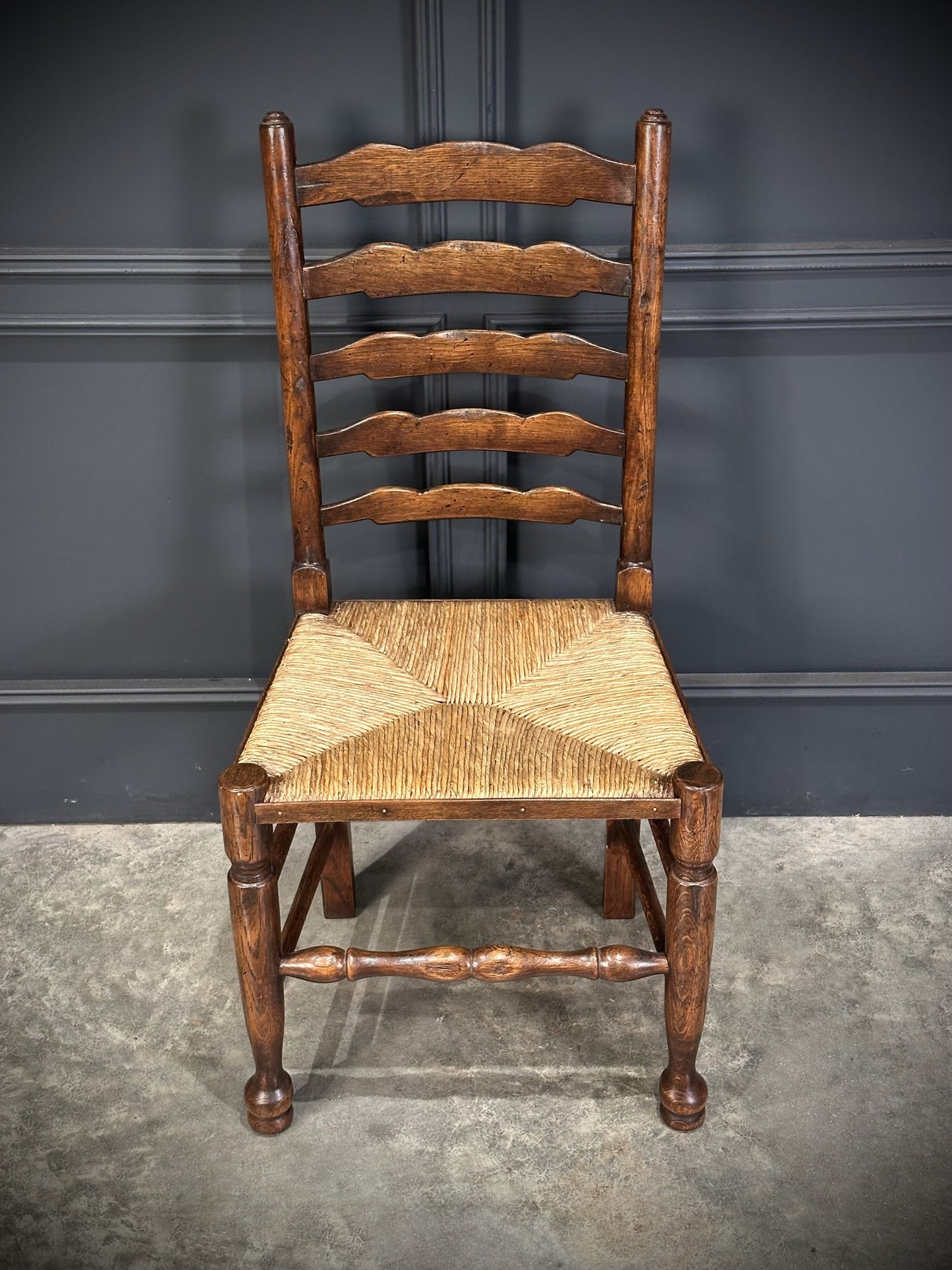 Set Of Eight Antique Ladder Back Dining Chairs
