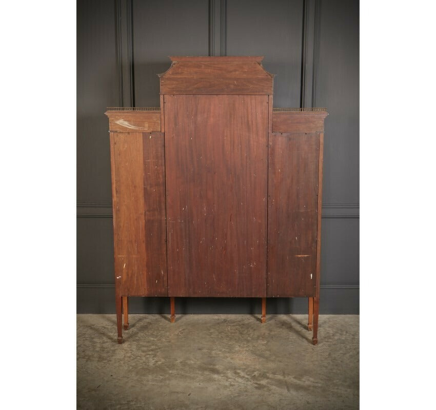 Vintage Edwardian Marquetry Inlaid Mahogany Glazed Display Cabinet