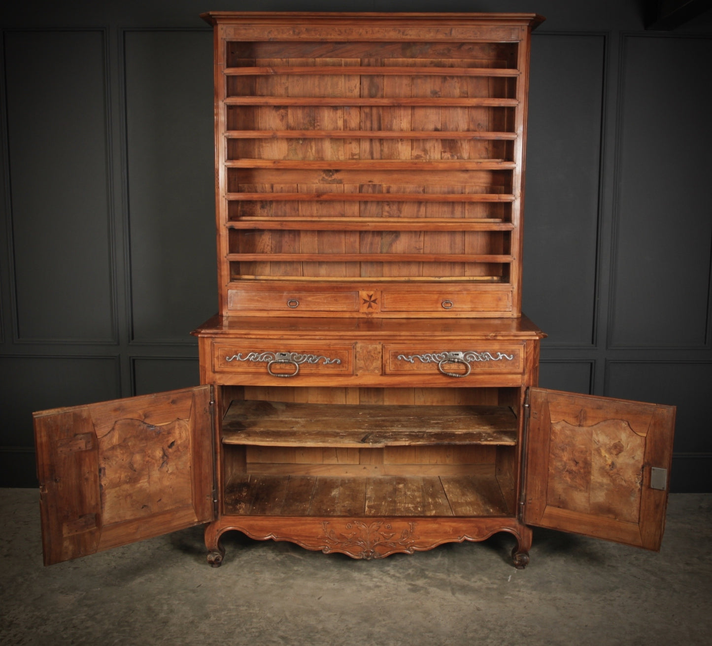 Large 18th Century Cherrywood & Walnut Antique Dresser