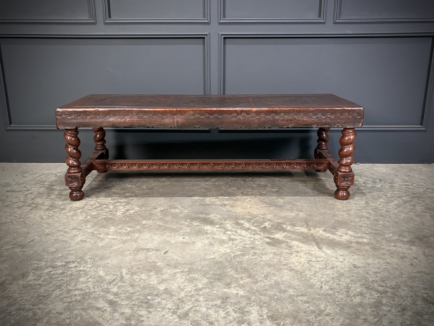 Mahogany & Leather Vintage Coffee Table