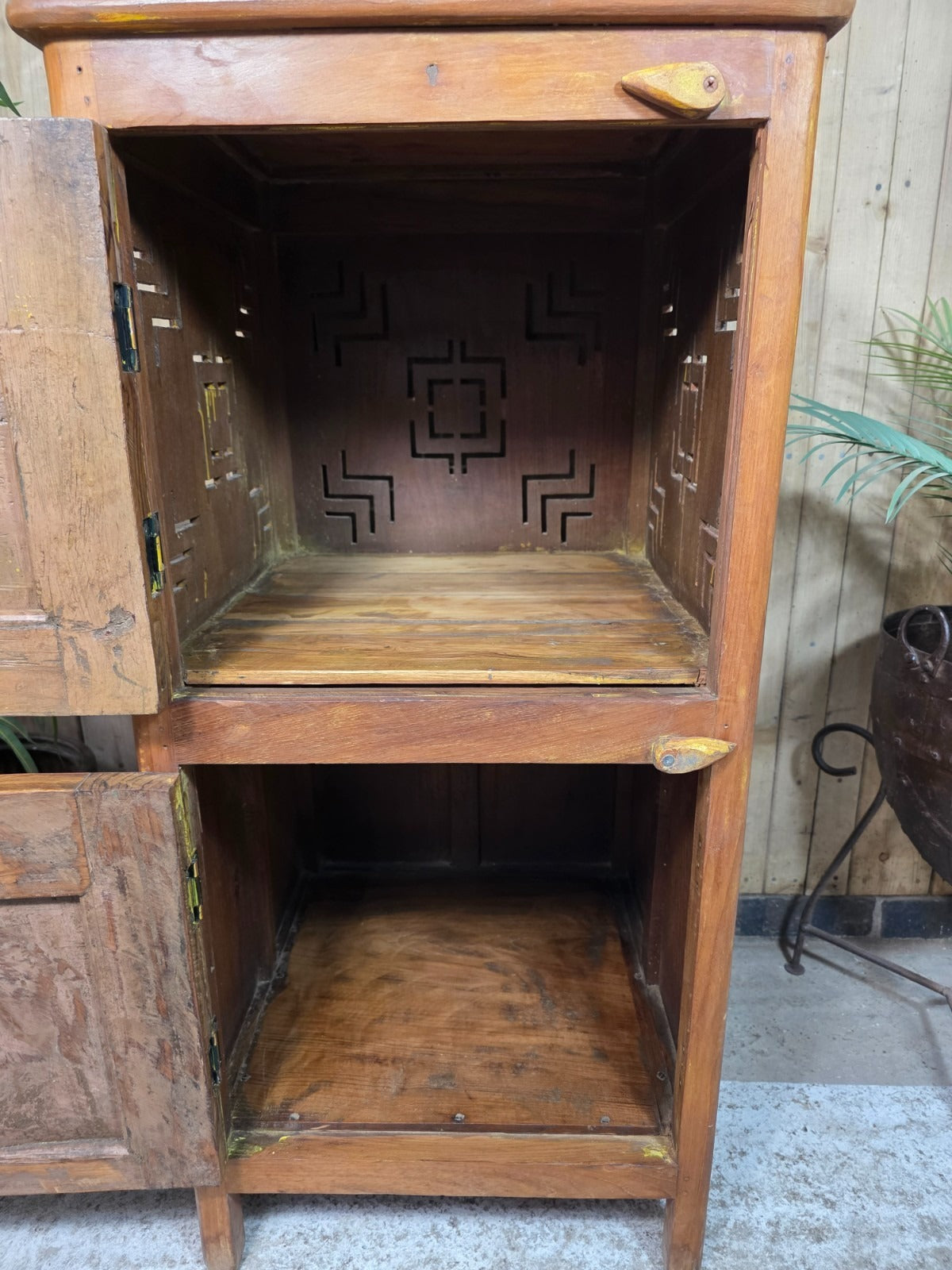 Tall Vintage Indian Wooden Free Standing Bathroom Kitchen Cupboard Cabinet