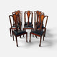 Set of 8 Art Noveau Marquetry Inlaid Mahogany Dining Chairs, New Upholstery.