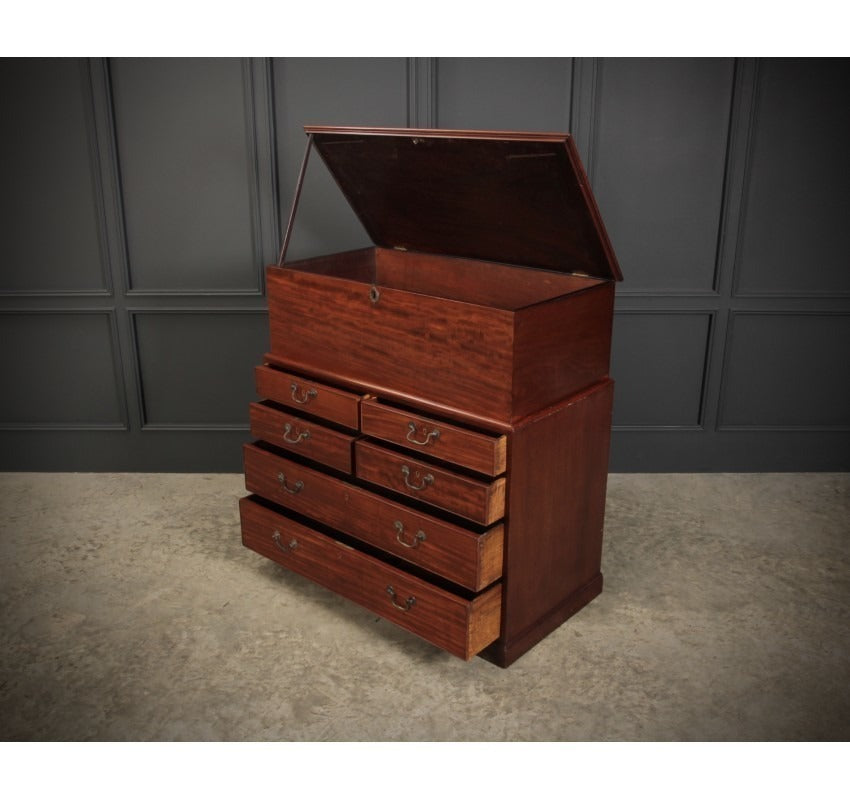 Vintage Georgian Blanket Box On Chest of Drawers