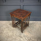 Nest Of Three Embossed Carved Leather Top Tables