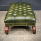 Vintage Regency Green Buttoned Leather Footstool