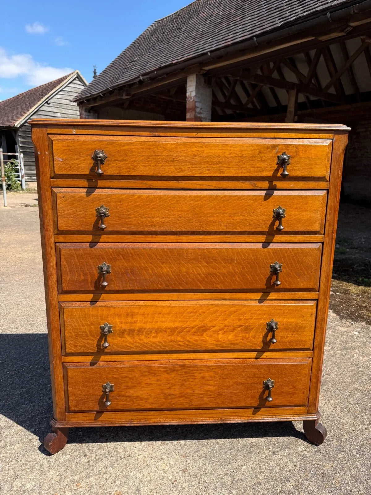 Vintage Oak Tallboy Chest of Drawers