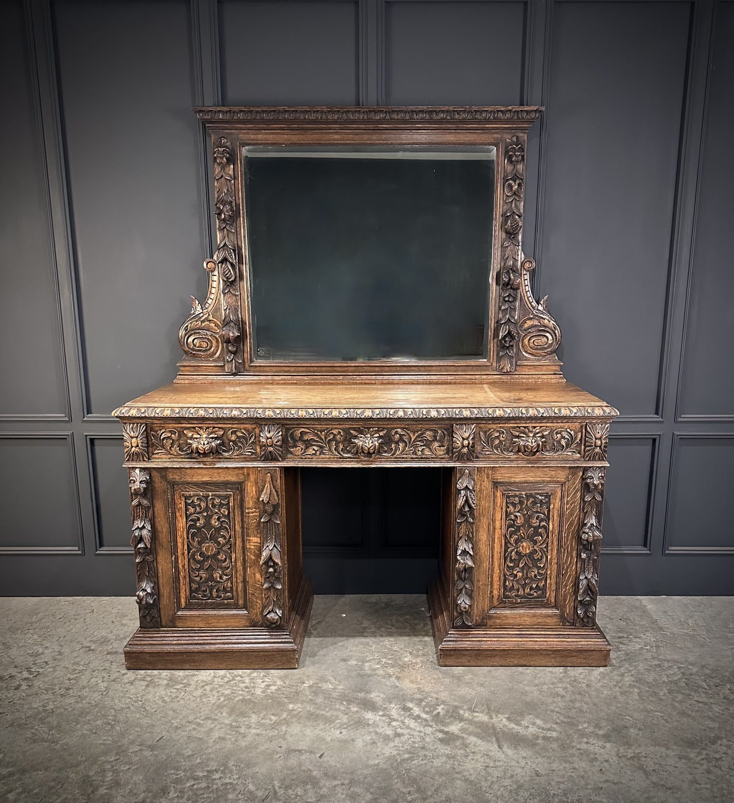 Carved Antique Oak Sideboard
