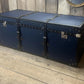 Handmade Leather Blue Ottoman Vintage Storage Chests, Custom Made Furniture