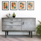 Mid Century Sideboard Hand Painted. Faux Concrete Cabinet, Upcycled Media Console