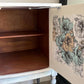 Vintage Hand-Painted Sideboard, Ornate French Style Cabinet, Oyster, Grey & Seafoam Storage Unit