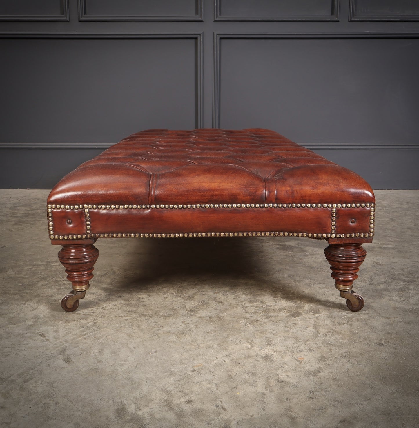 Vintage Victorian Buttoned Leather Footstool