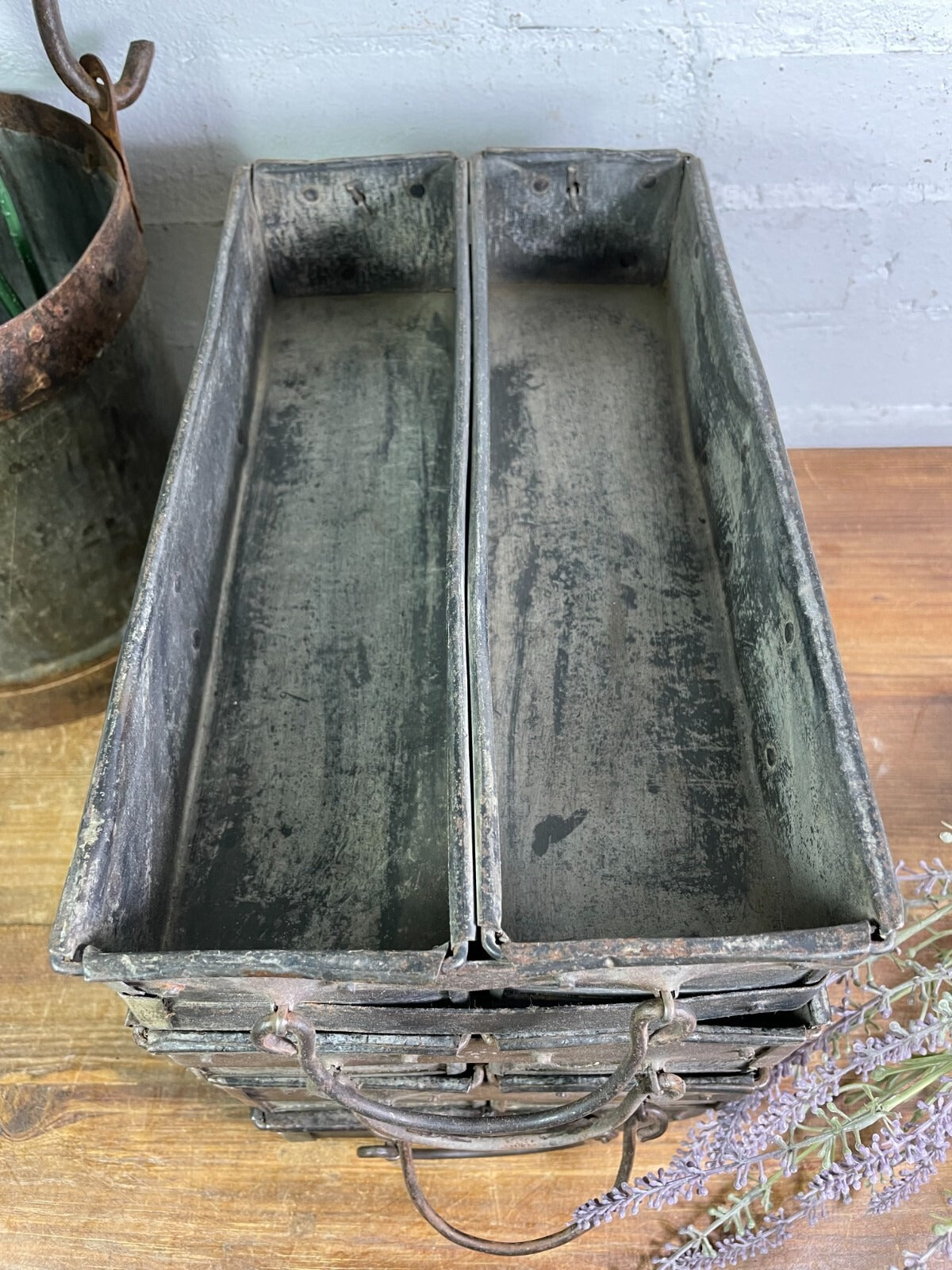 Vintage Metal Candle Herb Planter Pen Desk Cutlery Bread Tray