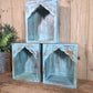 Vintage Rustic Reclaimed Indian Wooden Arched Temple Shelf Wall Display Shelves