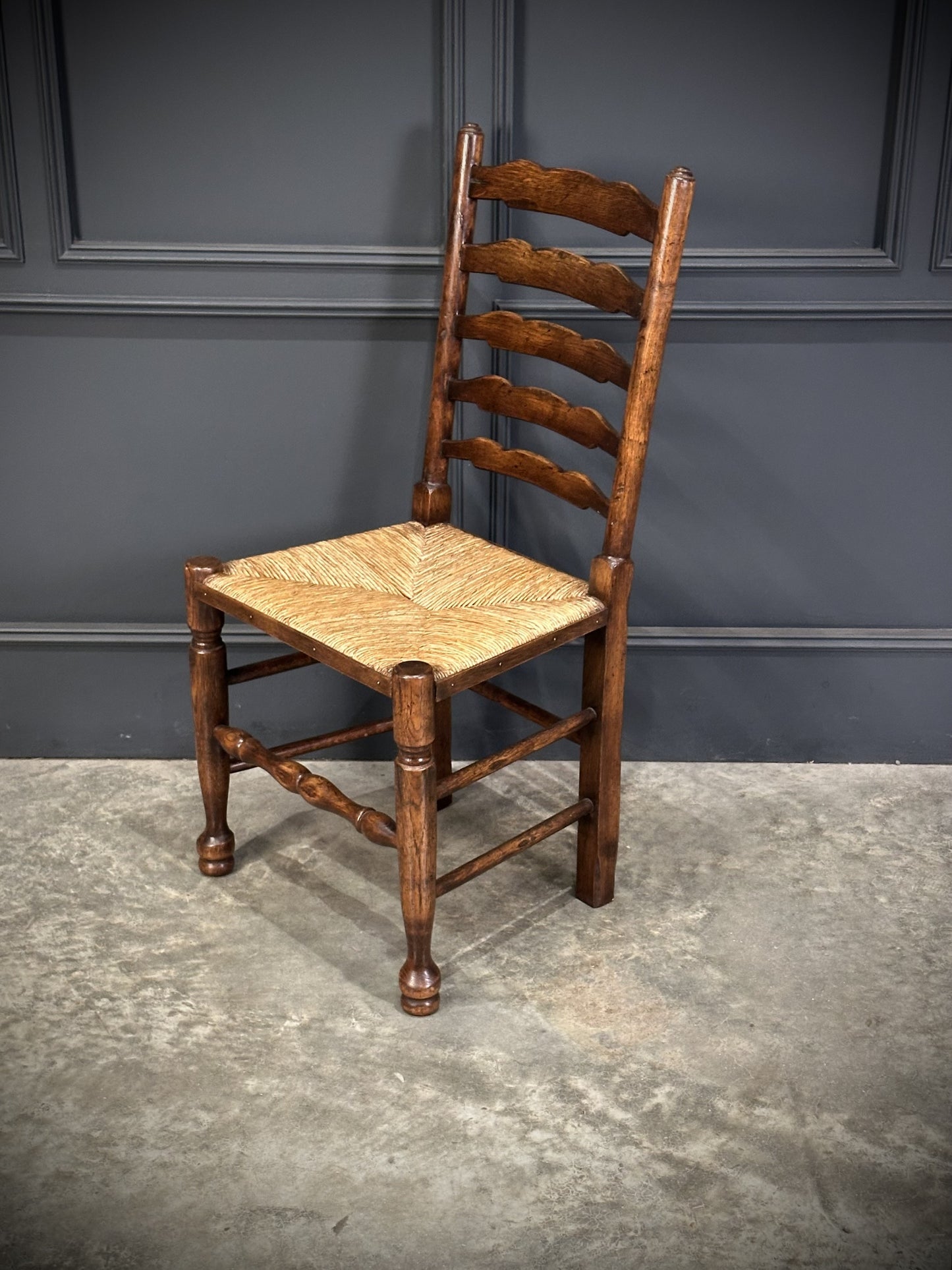 Set Of Eight Antique Ladder Back Dining Chairs