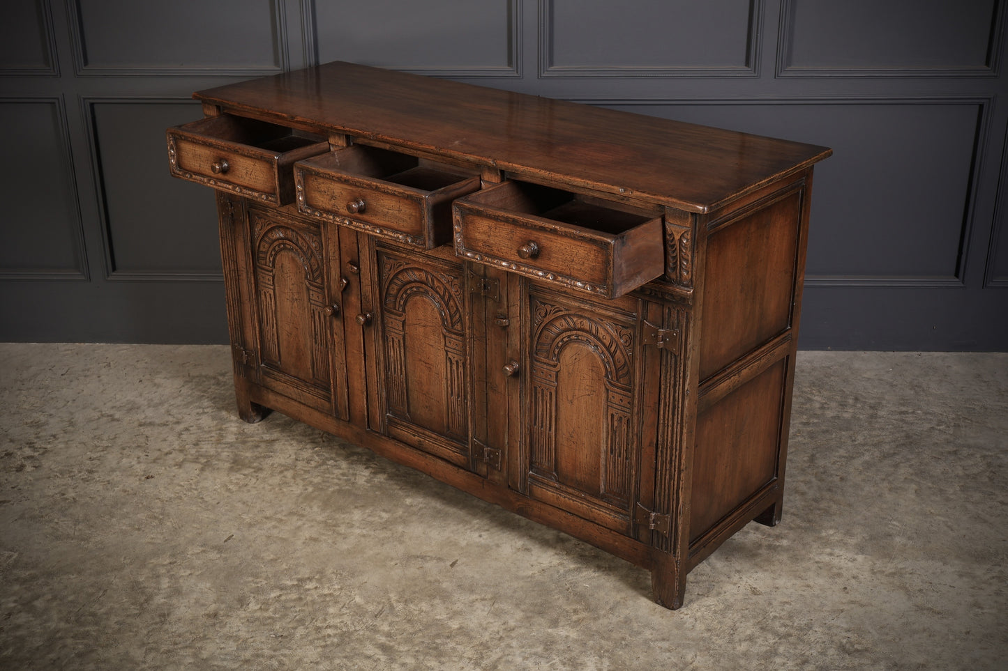 Vintage Carved Oak Sideboard, 1920s