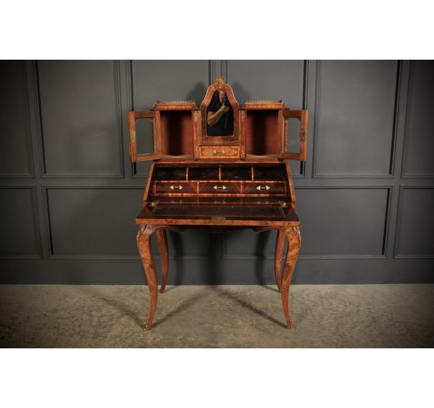 Burr Walnut Marquetry Inlaid Writing Desk