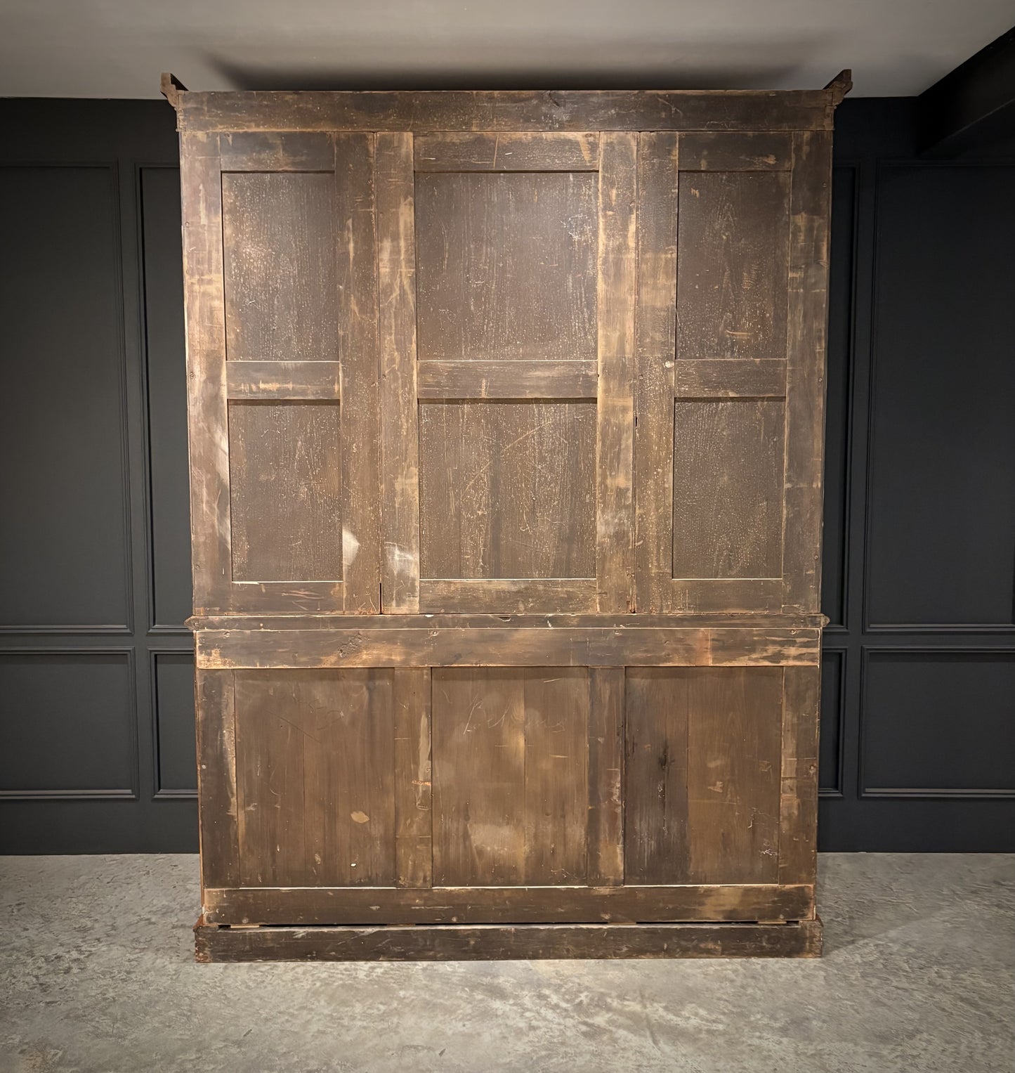 Large Vintage Early Victorian Breakfront Oak Bookcase