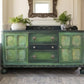 Hand Painted Oak Sideboard | Upcycled Dark Green Storage Vintage Cabinet