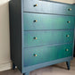 Green Blue & Teal Lebus Chest of Drawers. Vintage Upcycled Mid-Century Furniture