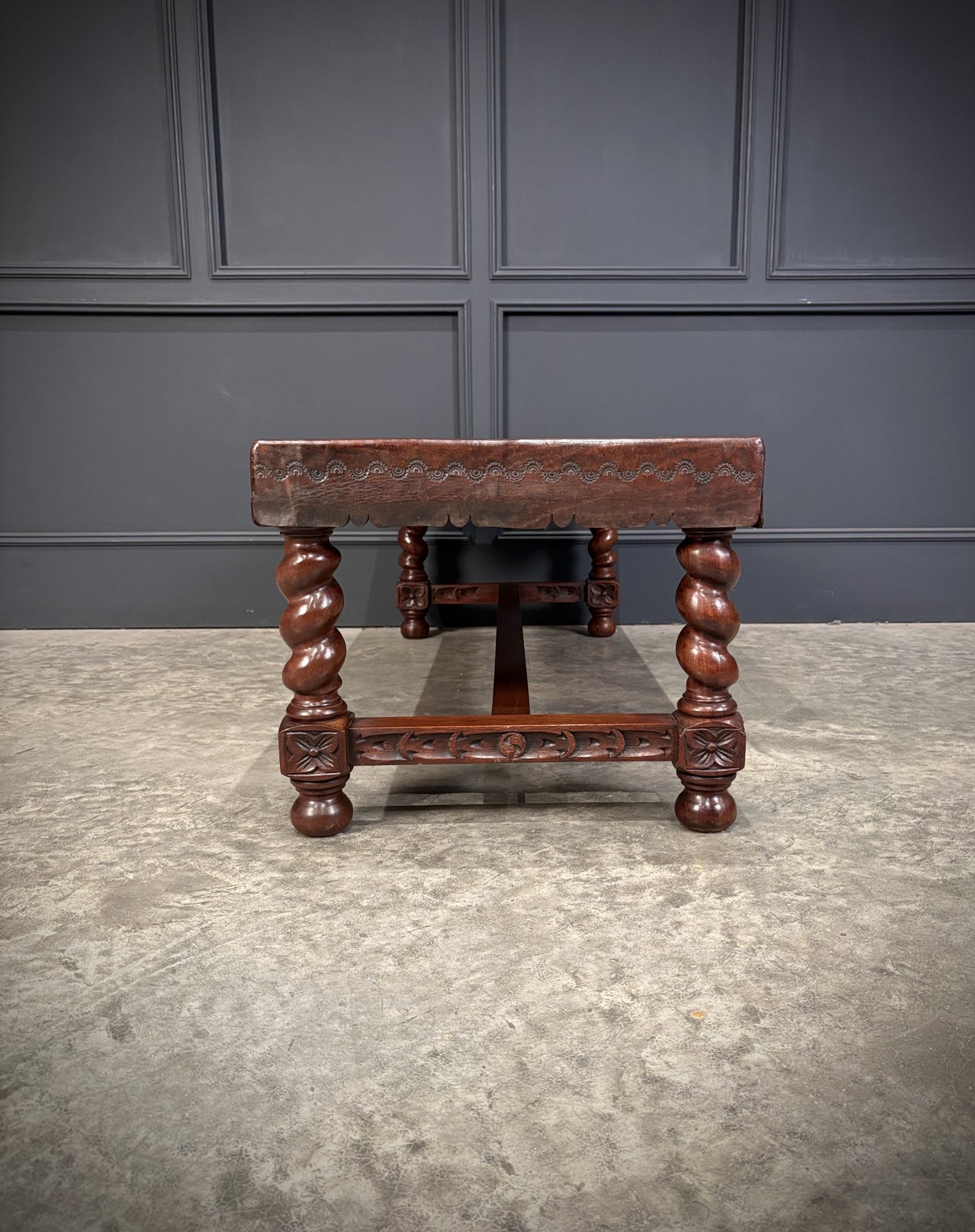 Mahogany & Leather Vintage Coffee Table