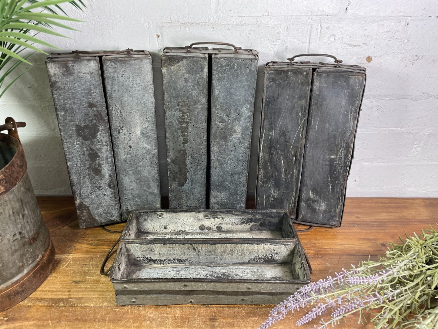 Vintage Metal Candle Herb Planter Pen Desk Cutlery Bread Tray