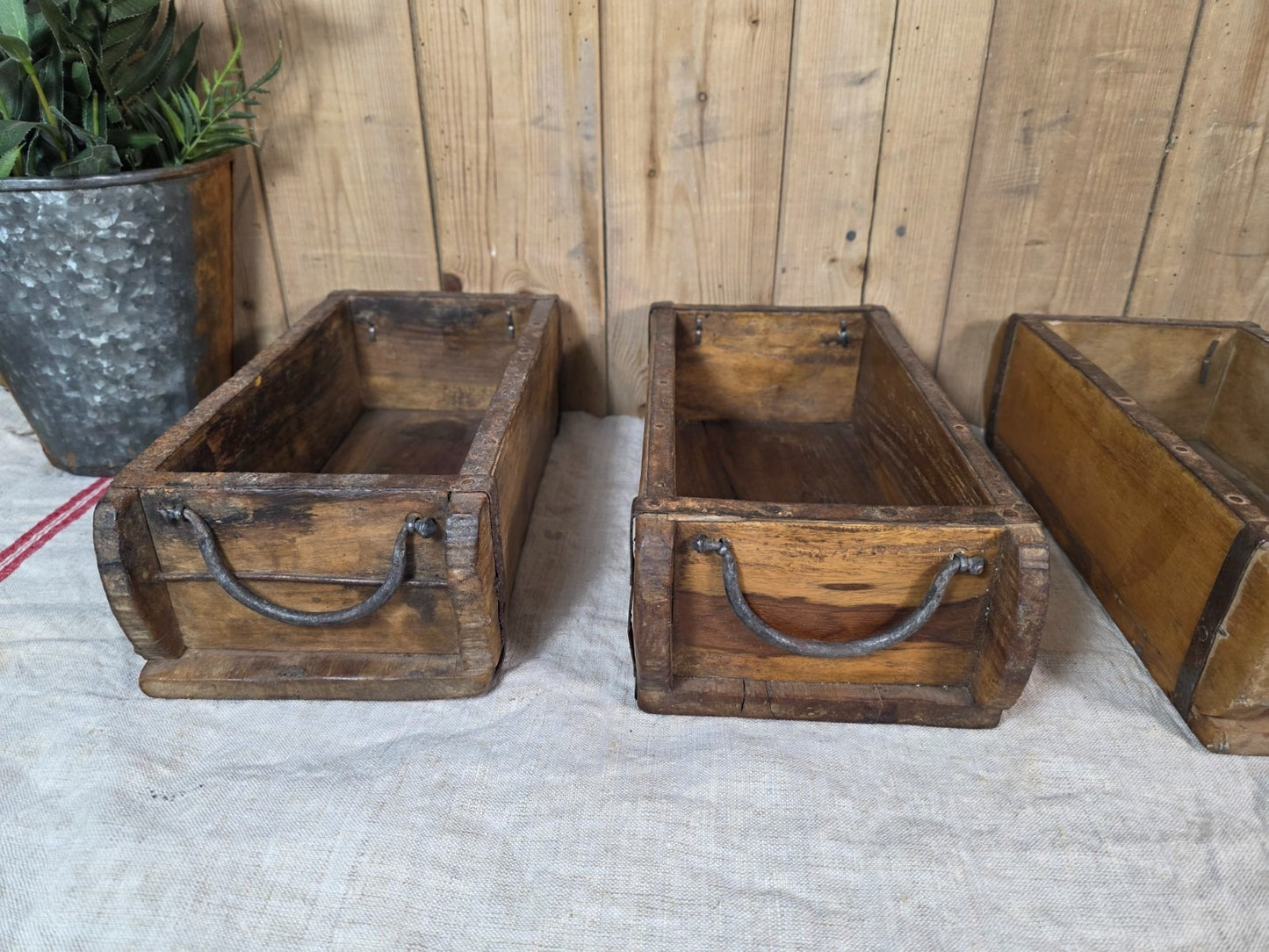 Vintage Indian Wooden Brick Mould With Handles Kitchen Bathroom Storage Box