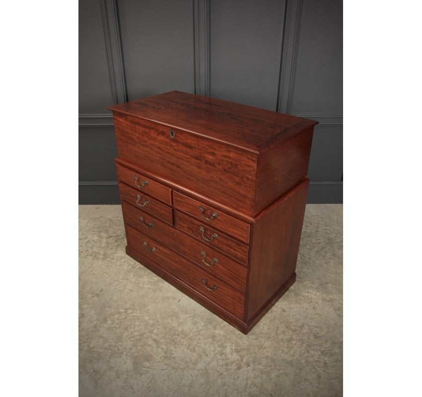 Vintage Georgian Blanket Box On Chest of Drawers