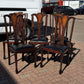 Set of 8 Art Noveau Marquetry Inlaid Mahogany Dining Chairs, New Upholstery.