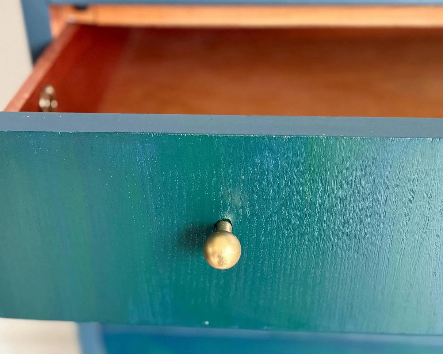 Green Blue & Teal Lebus Chest of Drawers. Vintage Upcycled Mid-Century Furniture