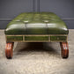 Vintage Regency Green Buttoned Leather Footstool
