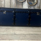 Handmade Leather Blue Ottoman Vintage Storage Chests, Custom Made Furniture