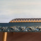 Blue Mid Century Chest of Drawers with Tapered Gold Legs. Boho Style