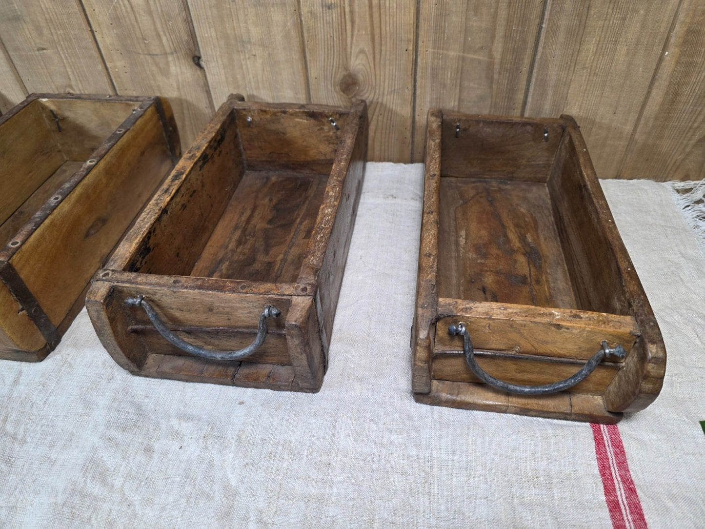 Vintage Indian Wooden Brick Mould With Handles Kitchen Bathroom Storage Box
