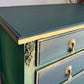 Teal Green Vintage Hand Painted Chest of Drawers | 1930s Oak Dresser | Upcycled Statement Furniture