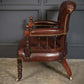Pair Of Vintage Victorian Mahogany & Buttoned Leather Captains Desk Chairs