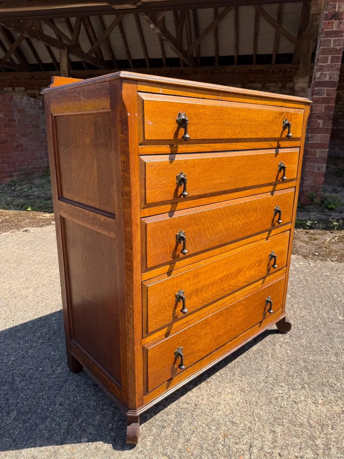 Vintage Oak Tallboy Chest of Drawers