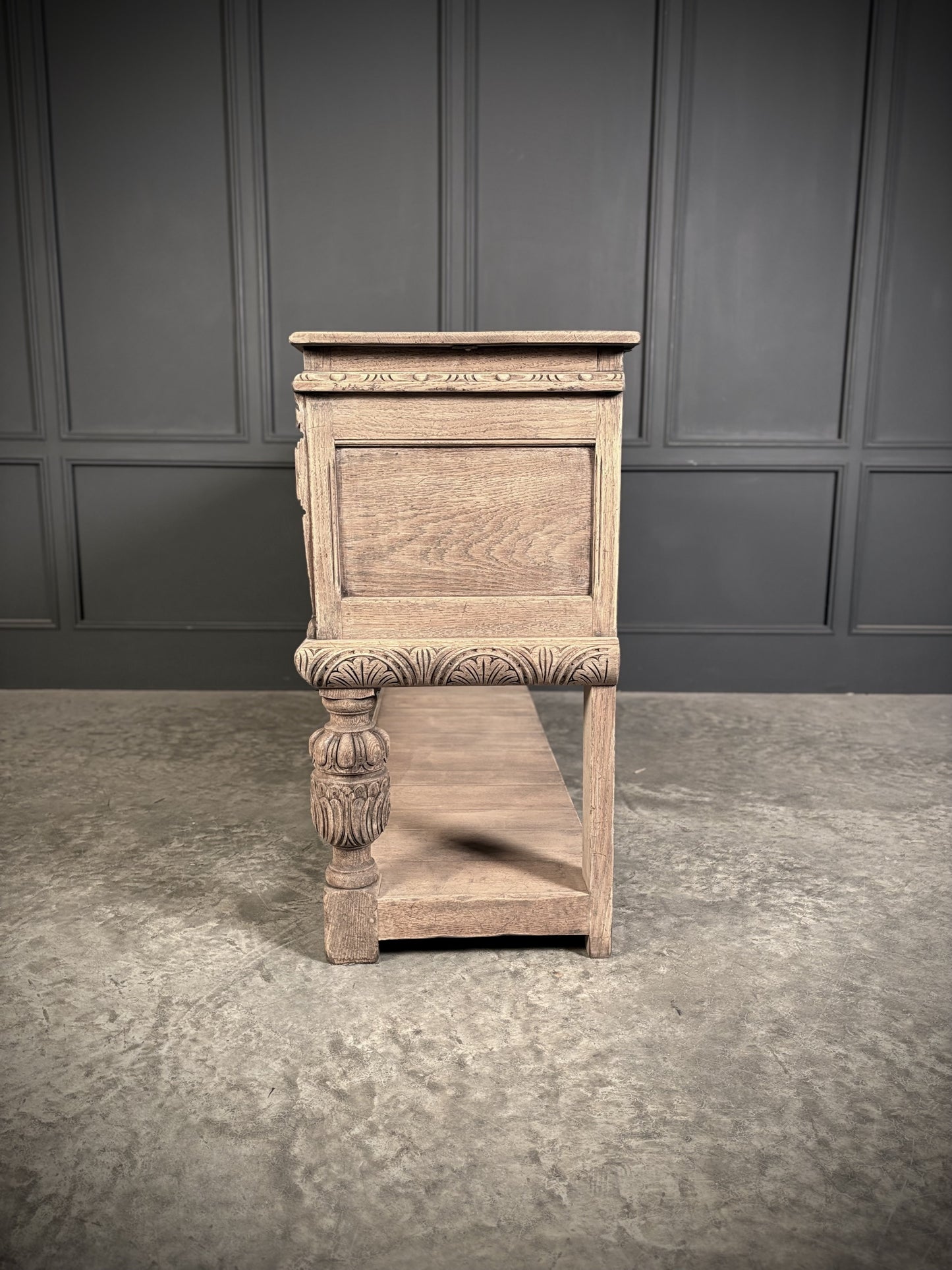 Carved Bleached Antique Oak Carved Sideboard